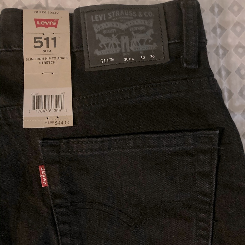 Levi's Boys 511 Slim Fit Stretch Black Jeans Size 20 Reg (W30 X L30) Brand New!